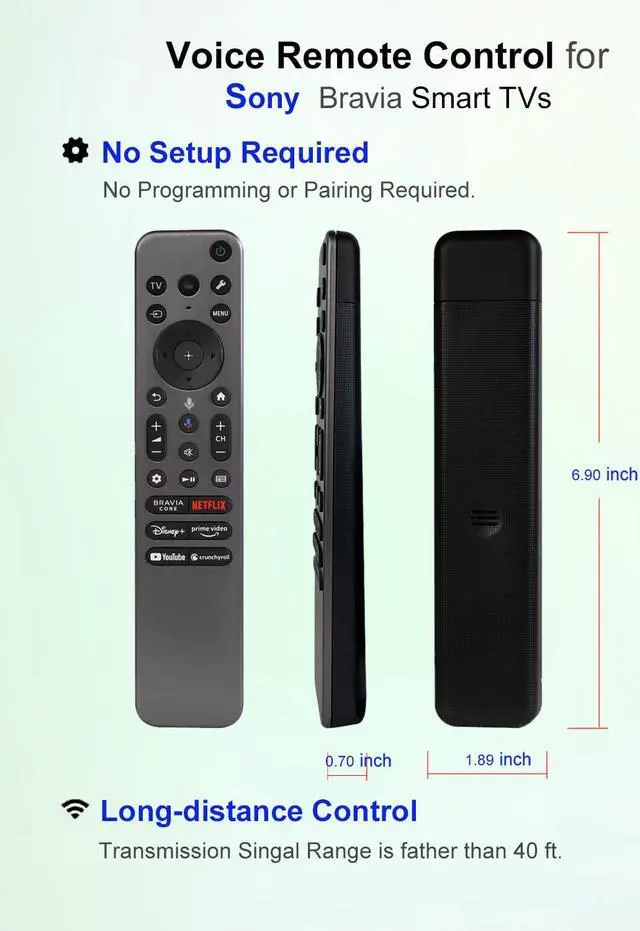 Alt view image 2 of 5 - JISOWA Voice Remote Control for Sony RMF-TX810U KD-85X77CL KD-65X77L XR-65X90CL XR-65X90L XR-75X93CL XR-65A80CL KD85X77CL XR55A80L XR65X90CL XR65X90L XR75X93CL XR65A80CL Bravia Smart TV Replacement
