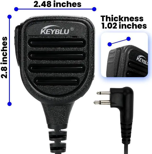 Alt view image 3 of 5 - KEYBLU CP200D Waterproof Shoulder Speaker Mic 2 Pin Radio Microphone with 3.5mm Audio Jack Compatible with Motorola CP200 CLS1410 CLS1110 RDM2070D Walkie Talkie(for Motorola, Black with 3.5 mm Jack)