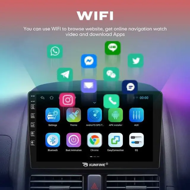Alt view image 3 of 5 - Kunfine Car Android Navigation Stereo GPS Radio Reverse Camera Display 9" IPS Touchscreen Headunit Tablet Pad Media Player for Ford Focus 2012-2018, if Applicable Quad Core 2G+32G Original Car Style