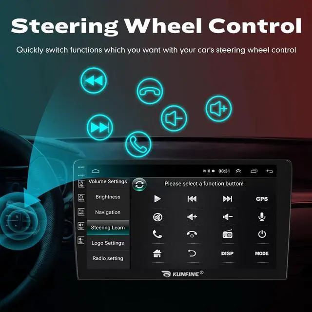 Alt view image 5 of 5 - Kunfine Car Android Navigation Stereo GPS Radio Reverse Camera Display 9" IPS Touchscreen Headunit Tablet Pad Media Player for Ford Focus 2012-2018, if Applicable Quad Core 2G+32G Original Car Style