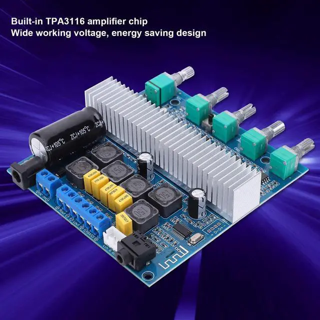 Alt view image 5 of 5 - TPA3116D2 Subwoofer Amplifier Board 100W Power Stereo Amp Board with Bass Volume Potentiometer Control