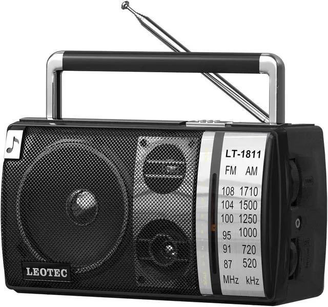 Main image of LEOTEC AM FM Radio, Portable Bluetooth Radio, Plug in Wall or Battery Operated Best Reception with Headphone Jack, Handheld Great for Home, Outdoor