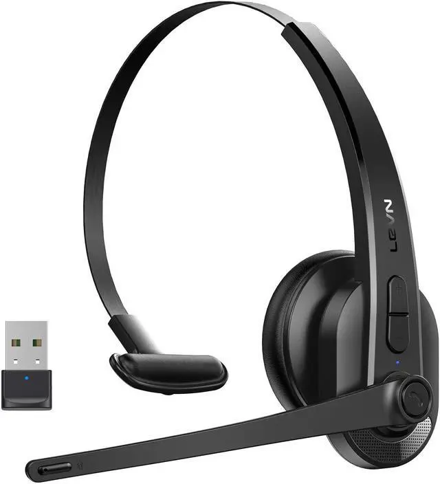 Main image of LEVN Wireless Headset with Mic for Work, Bluetooth 5.3 Headset with AI Noise Cancelling Microphone, 65Hrs Working Time Wireless Headset with Microphone for Work from Home/PC/CallCenter/Computer