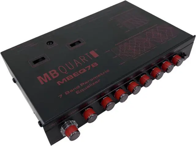 Alt view image 2 of 5 - MB Quart MBEQ7B 7-Band 9 Volts 1/2 DIN Pre-Amp Car Audio Graphic Equalizer with Front 3.5mm Auxiliary Input, Rear RCA Auxiliary Input and High Level Speaker Inputs,Silver