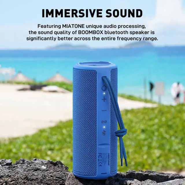 Alt view image 2 of 5 - MIATONE Boombox Outdoor Portable Bluetooth Speakers Wireless Speaker Waterproof - Blue