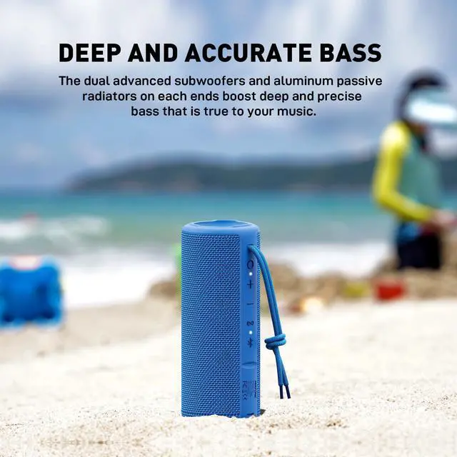 Alt view image 4 of 5 - MIATONE Boombox Outdoor Portable Bluetooth Speakers Wireless Speaker Waterproof - Blue