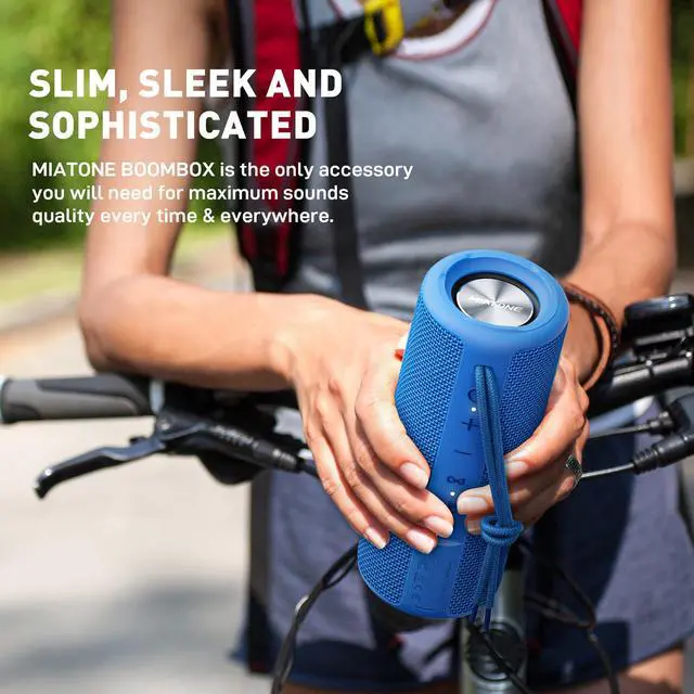 Alt view image 5 of 5 - MIATONE Boombox Outdoor Portable Bluetooth Speakers Wireless Speaker Waterproof - Blue