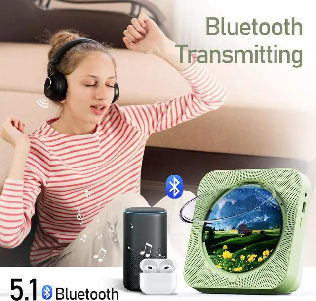 Alt view image 4 of 5 - MICOCIOUS Portable CD Player with Bluetooth Desktop CD Player for Home CD Music Players with Remote Control,Timer,Built-in Dual Speakers with LED Display Home Audio Boombox FM Radio