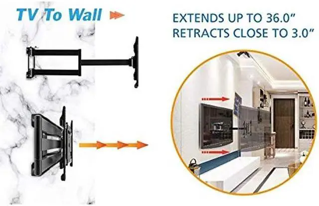 Alt view image 3 of 5 - Mount Plus MP-L36-600 Long Arm Full Motion TV Wall Bracket with 36 inch Extension Articulating Arm | Fits Screen Sizes 32 to 70 Inch | VESA 600x400mm Compatible | Holds up to 99 LBS