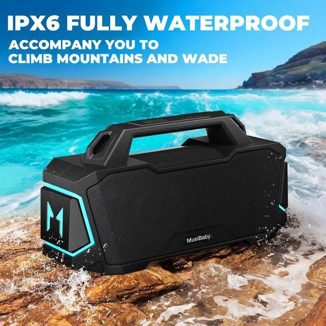 Alt view image 5 of 5 - Bluetooth Speaker,MusiBaby M1 Wireless Speakers with Subwoofer,IPX6 Waterproof,20H Playtime,RGB Lights,Deep Bass,Portable,Large,Loud Speaker for Outdoor,Party,Camping,Backyard,Dual Pairing(Blk)