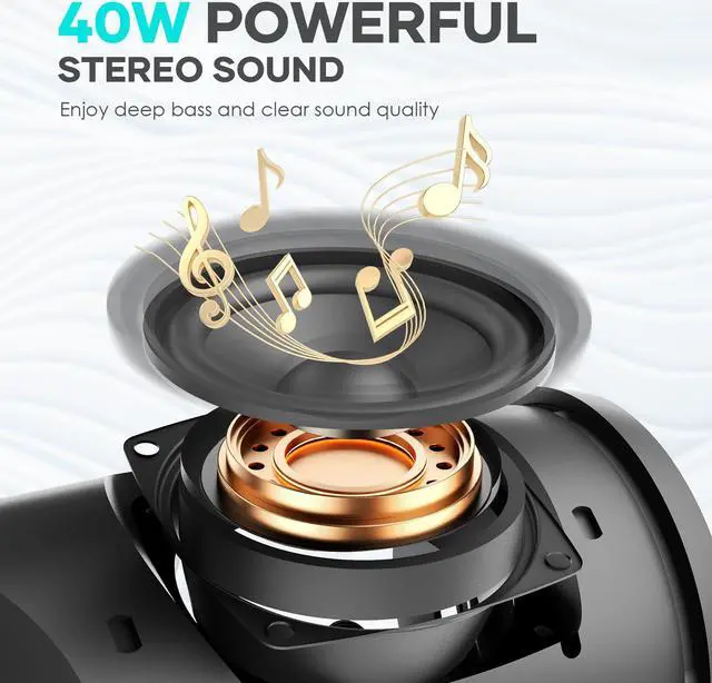 Alt view image 2 of 5 - Bluetooth Speaker,MusiBaby M88 Pro Speakers,Sound Quality Enhancement, Bluetooth 5.3,Loud Stereo Sound,Booming Bass,40H Playtime for Home& Outdoor Party,Beach,Gitfs