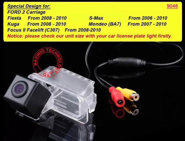 Alt view image 2 of 5 - Navinio Waterproof Backup Camera Color Car Rear View Camera 170 Degree Viewing Angle License Plate for Ford Mondeo Fiesta MK6 KUGA Focus (2 Carriages) S-Max CHIA-X Galaxy MK3 Facelift C307
