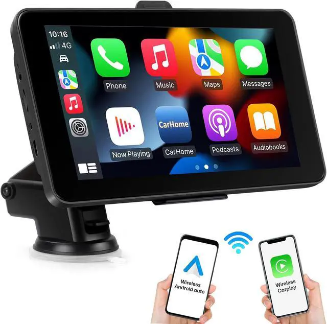 Main image of 7" HD Wireless Apple CarPlay Android Auto Automatic Touch Screen Bluetooth Adapter Portable GPS Navigation Multimedia Player,Car Stereo with Mirror Link,USB/AUX,Siri,Hand-Free Call,AirPlay,FM