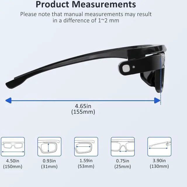 Alt view image 4 of 5 - NexiGo DLP Link 3D Glasses, Rechargeable 3D Active Shutter Glasses Compatible Aurora Pro, TriVision Ultra (Black - 2Pack)