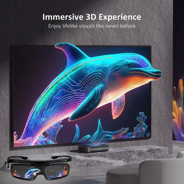 Alt view image 3 of 5 - NexiGo DLP Link 3D Glasses, Rechargeable 3D Active Shutter Glasses Compatible Aurora Pro, TriVision Ultra (Black - 2Pack)
