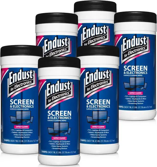 Main image of Endust For Electronics; Screen & Surface Cleaning Wipes, For TV, Phone, Computer Monitor, Laptop, Tablet, Pre-Moistened, Alcohol and Ammonia Free, 70 Count, 6 Pack (11506P6)