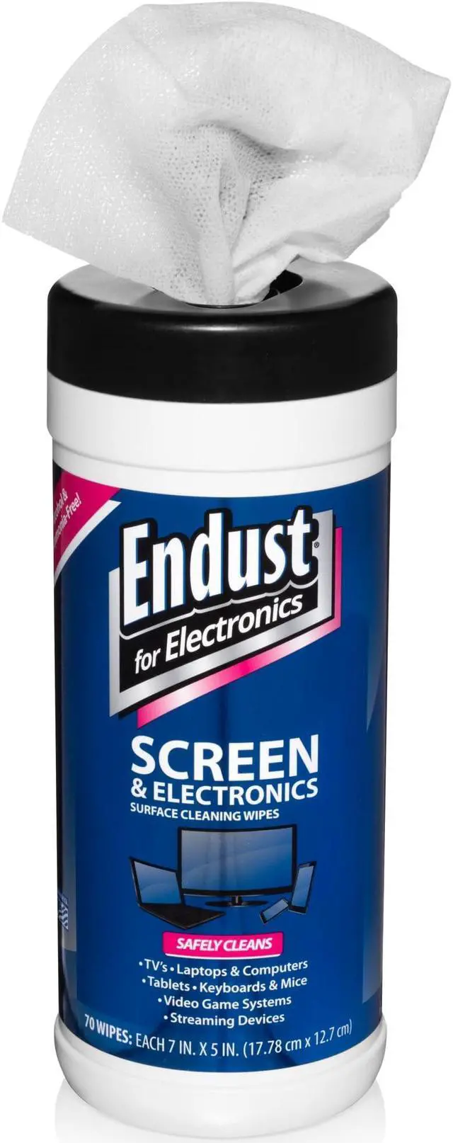 Alt view image 3 of 5 - Endust For Electronics; Screen & Surface Cleaning Wipes, For TV, Phone, Computer Monitor, Laptop, Tablet, Pre-Moistened, Alcohol and Ammonia Free, 70 Count, 6 Pack (11506P6)