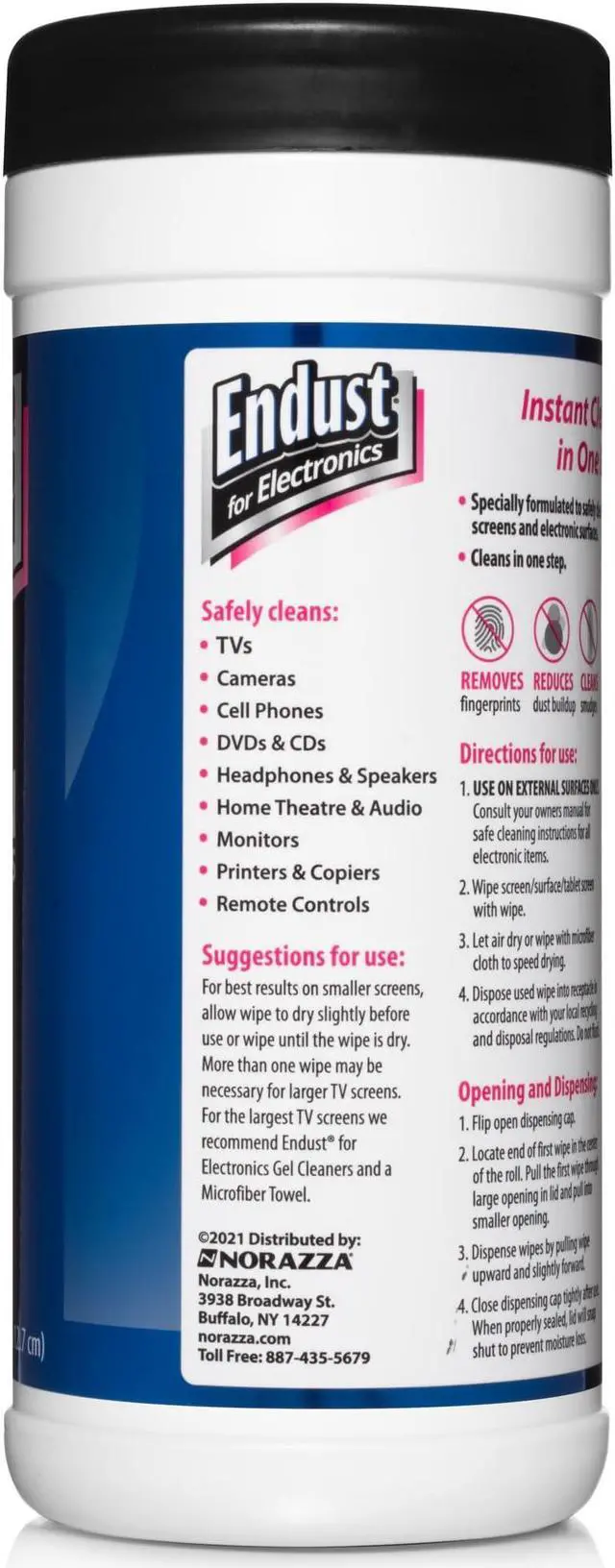 Alt view image 5 of 5 - Endust For Electronics; Screen & Surface Cleaning Wipes, For TV, Phone, Computer Monitor, Laptop, Tablet, Pre-Moistened, Alcohol and Ammonia Free, 70 Count, 6 Pack (11506P6)