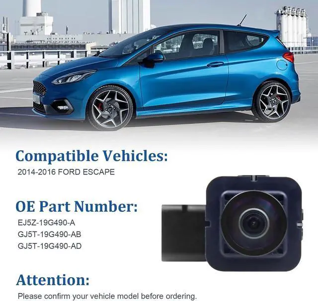 Alt view image 2 of 5 - Backup Camera Compatible with Ford Escape 2014-2016 Parking Park Assist Camera Replaces #EJ5Z-19G490-A GJ5T-19G490-AB GJ5T-19G490-AD