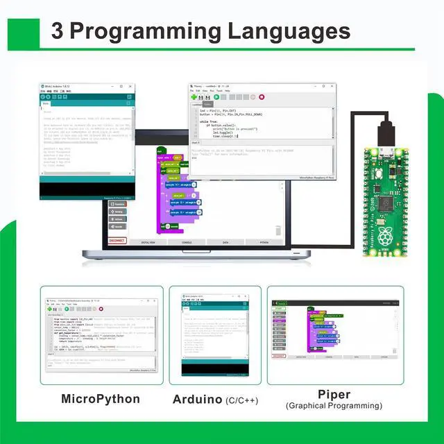 Alt view image 4 of 5 - OSOYOO Python Hardware Programming Learning Kit for Raspberry Pi Pico with MicroPython and Graphical Programming Tutorials