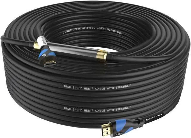 Main image of Postta HDMI Cable(100 Feet Blue) HDMI 2.0V with Built-in Signal Booster-Support 4K,3D,1080P,Ethernet,Audio Return-1 Pack