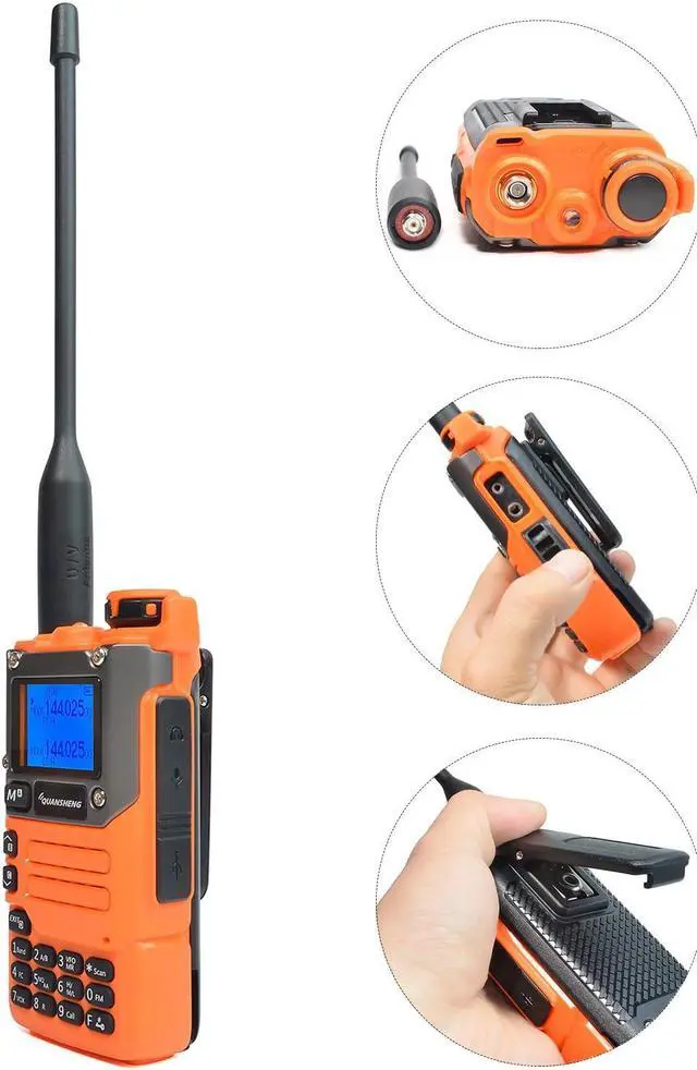 Alt view image 5 of 5 - QUANSHENG UV-K5(8) UV-K6 Walkie Talkie, VHF/UHF Dual Band Handheld Radio,AM/FM,NOAA Weather Alert,TYPE-C Port,Set with Earpiece and Programming Cable (Orange)