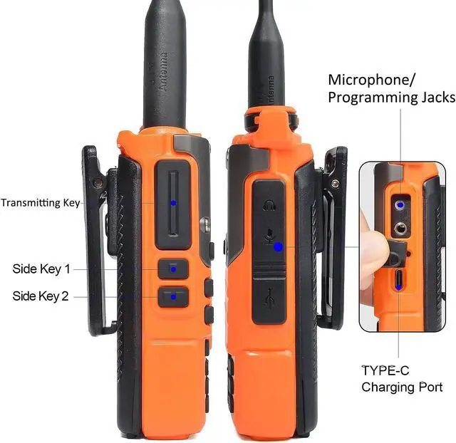 Alt view image 3 of 5 - QUANSHENG UV-K5(8) UV-K6 Walkie Talkie, VHF/UHF Dual Band Handheld Radio,AM/FM,NOAA Weather Alert,TYPE-C Port,Set with Earpiece and Programming Cable (Orange)
