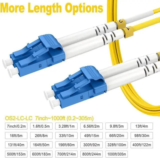Alt view image 3 of 5 - 1m(3ft) OS2 LC to LC Single Mode Fiber Patch Cables, Options 7inch~1000ft, SM Singlemode Fiber Optic Cable 10G SMF LSZH Duplex 9/125m OD 2.0mm (10pack),