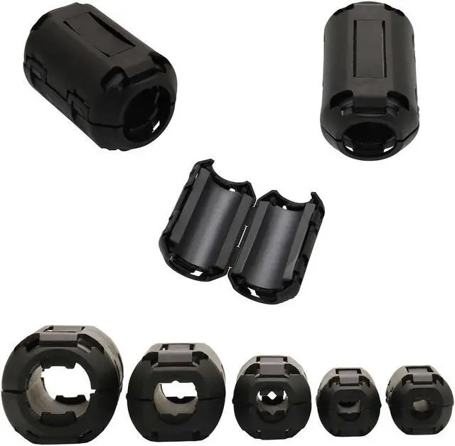 Alt view image 3 of 5 - 70Pcs Ferrites Clip-on Ferrite Ring Core RFI EMI Noise Suppressor Cable Clip for 3.5mm/ 5mm/ 7mm/ 9mm/ 13mm Inner Diameter Tvs,Speakers,Radio,Audio Equipment Noise Suppressor Video Cable Power Cord