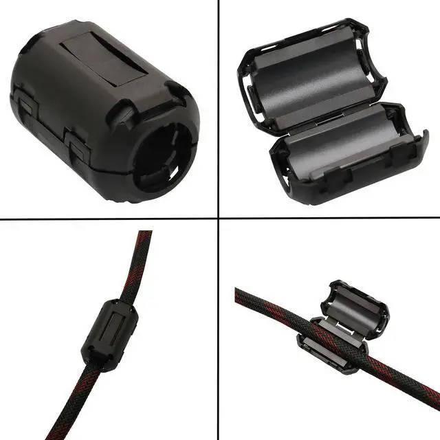 Alt view image 4 of 5 - 70Pcs Ferrites Clip-on Ferrite Ring Core RFI EMI Noise Suppressor Cable Clip for 3.5mm/ 5mm/ 7mm/ 9mm/ 13mm Inner Diameter Tvs,Speakers,Radio,Audio Equipment Noise Suppressor Video Cable Power Cord