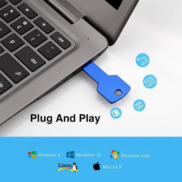 Alt view image 3 of 5 - RAOYI 10 Pack 2GB USB Flash Drive USB 2.0 Metal Key Shape Memory Stick Thumb Drive Pen Drive-Blue