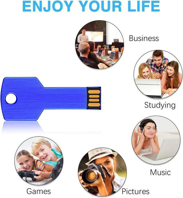 Alt view image 5 of 5 - RAOYI 10 Pack 2GB USB Flash Drive USB 2.0 Metal Key Shape Memory Stick Thumb Drive Pen Drive-Blue