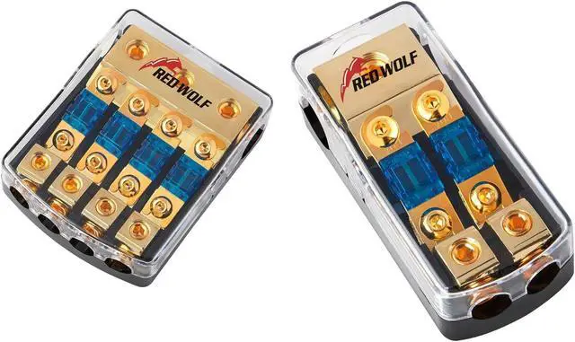 Main image of RED WOLF 2 Way & 4 Way Fuse Holder 60A, 0/2/4 Gauge In 4/8 Gauge Out Copper Fuse Distribution Block for Car Boat Trolling Motor Marine Audio Amplifier Stereo Video System 12V