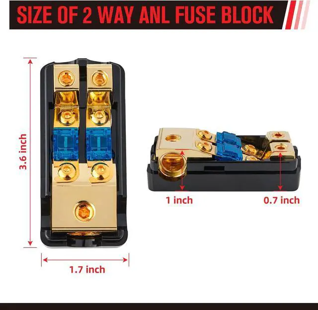 Alt view image 3 of 5 - RED WOLF 2 Way & 4 Way Fuse Holder 60A, 0/2/4 Gauge In 4/8 Gauge Out Copper Fuse Distribution Block for Car Boat Trolling Motor Marine Audio Amplifier Stereo Video System 12V