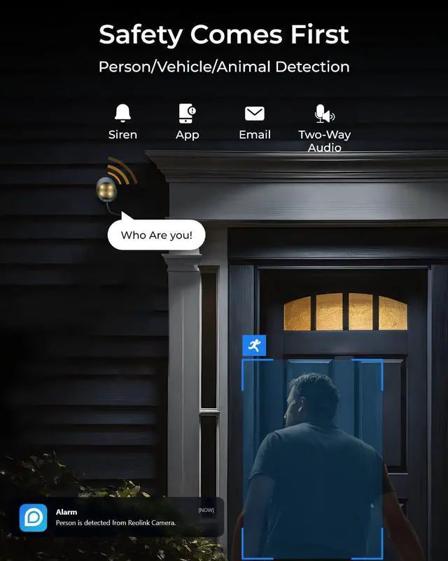 Alt view image 5 of 5 - REOLINK CX810 ColorX PoE Camera, 4K UHD, True Color Night Vision, F1.0 Super Aperture, 1/1.8'' Image Sensor, HDR Technology, Person/Animal Detection, Spotlight & Siren Alarm, 2-Way Talk