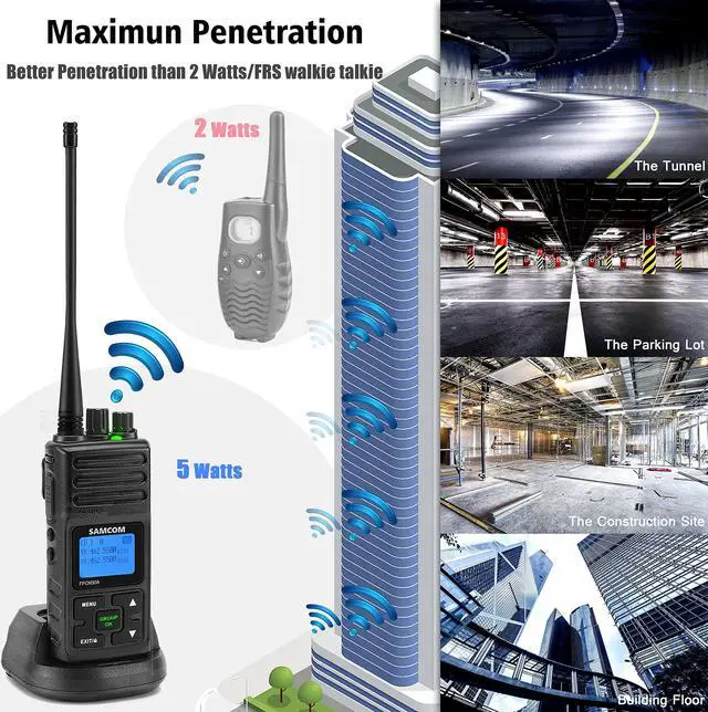 Alt view image 5 of 5 - SAMCOM 5W High Power Two Way Radio,Heavy Duty Walkie Talkies for Adults Long Range with Earpieces,Professional UHF 2-Way Radio Rechargeable with 1500mAh Battery and Charger,9 Packs