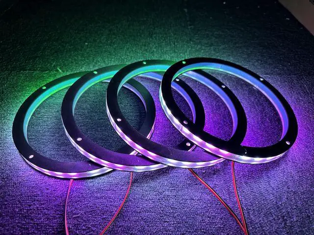 Alt view image 3 of 5 - Sando Tech 4PCS 6.5'' Dream Color Chase LED Speaker Rings Spacer Ring Light Kit Car Coxial Lights Multiple Fit for Car Truck Boat Powersport Bluetooth/Remote Ctrl