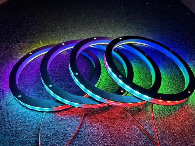 Alt view image 2 of 5 - Sando Tech 4PCS 6.5'' Dream Color Chase LED Speaker Rings Spacer Ring Light Kit Car Coxial Lights Multiple Fit for Car Truck Boat Powersport Bluetooth/Remote Ctrl