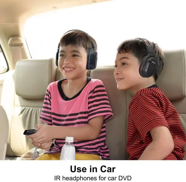 Alt view image 4 of 5 - SIMOLIO Wireless IR Headphones for Car DVD and Bluetooth Headphones for Kids, Infrared Headphones Compatible with Honda Odyssey & uConnect VES & Dodge Grand Caravan & Chevy Suburban 2006-2022