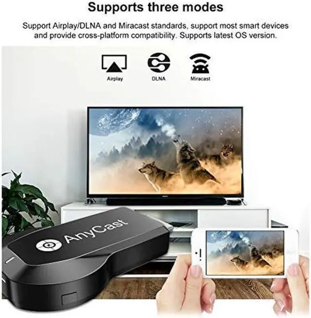 Alt view image 5 of 5 - 4K/1080P Anycast M100 Wireless Display Adapter, SmartSee WiFi Display Dongle HD Screen Mirroring Dual Core H.265/HEVC Decoder HD TV Stick Without Switching Miracast Airplay DLNA Support 4K 1080P