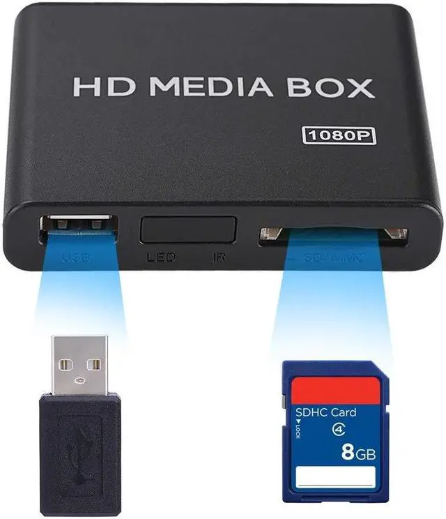 Alt view image 5 of 5 - 110-240V HDMI Media Player Mini 1080P Digital Player Box Support USB MP3 MMC SD MKV with Remote Control(US Plug)