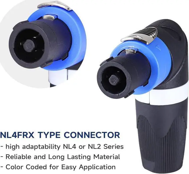 Alt view image 3 of 5 - Sonoreboom 4 Sets Pro Right Angle Speakon Connector Kit - 4pcs L Shape 4 Pole NL4FRX Twist Lock Adapter Connectors and NL4MP Speak-on Panel Mount Sockets - for Stage, DJ, PA, Home Theater