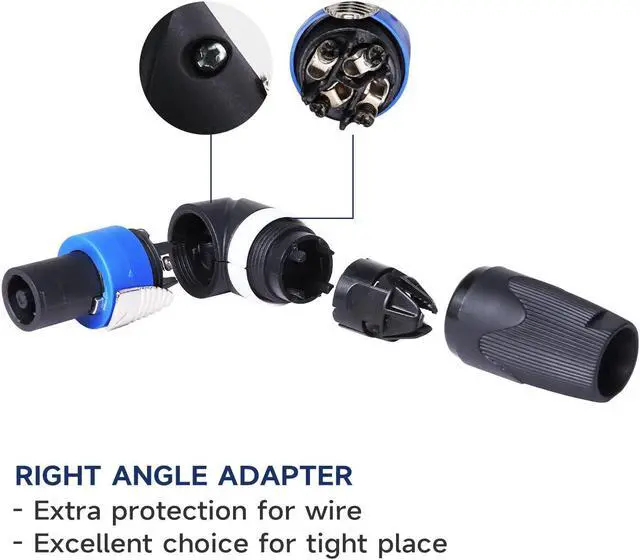 Alt view image 4 of 5 - Sonoreboom 4 Sets Pro Right Angle Speakon Connector Kit - 4pcs L Shape 4 Pole NL4FRX Twist Lock Adapter Connectors and NL4MP Speak-on Panel Mount Sockets - for Stage, DJ, PA, Home Theater