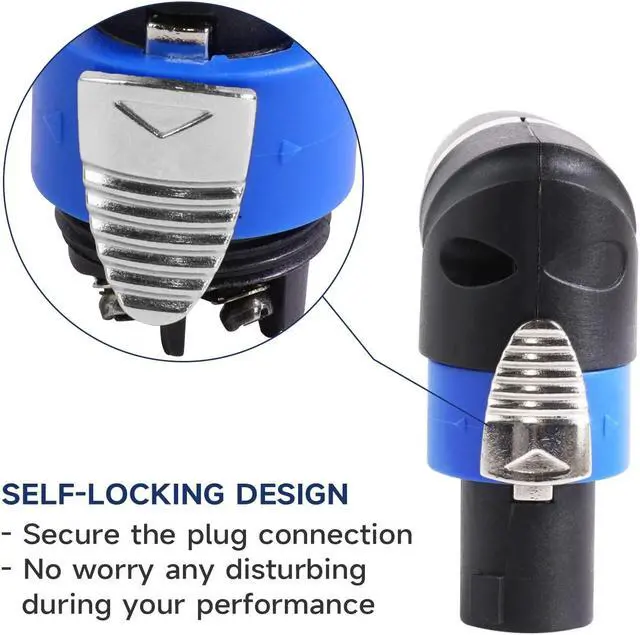 Alt view image 5 of 5 - Sonoreboom 4 Sets Pro Right Angle Speakon Connector Kit - 4pcs L Shape 4 Pole NL4FRX Twist Lock Adapter Connectors and NL4MP Speak-on Panel Mount Sockets - for Stage, DJ, PA, Home Theater