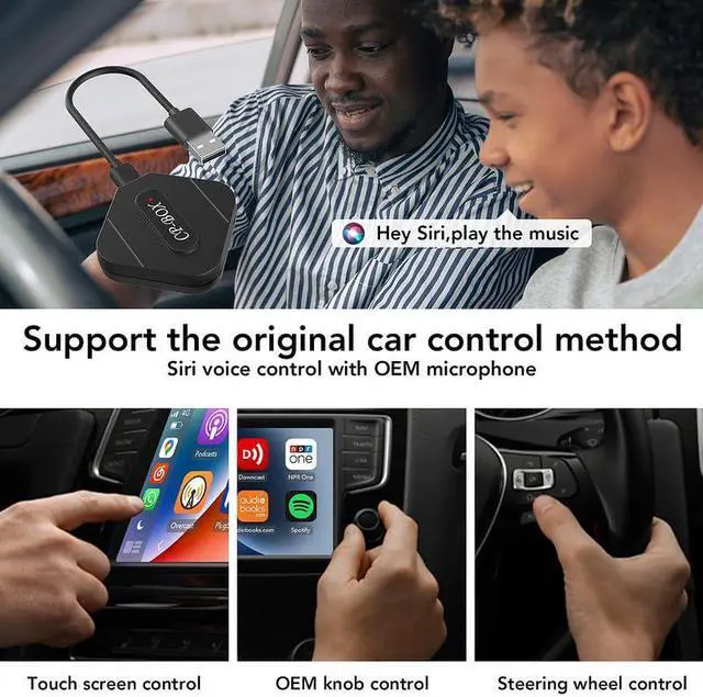 Alt view image 4 of 5 - 2024 Upgrade Wireless CarPlay Adapter Compatible with Apple iPhone iOS 10+ Car Play Dongle Converts 5.8GHz WiFi Plug & Play No Delay Online Update(Black)
