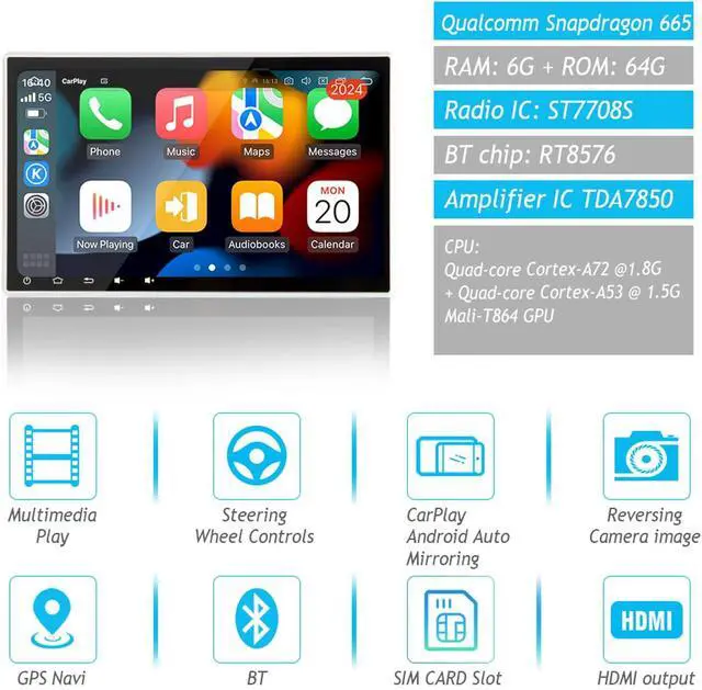 Alt view image 4 of 5 - SYGAV Android 13 Car Stereo for 2016-2018 Subaru Forester WRX STI Impreza Multimedia Player with Carplay Radio GPS Navigation HD 1280x720 Touch Screen Head Unit