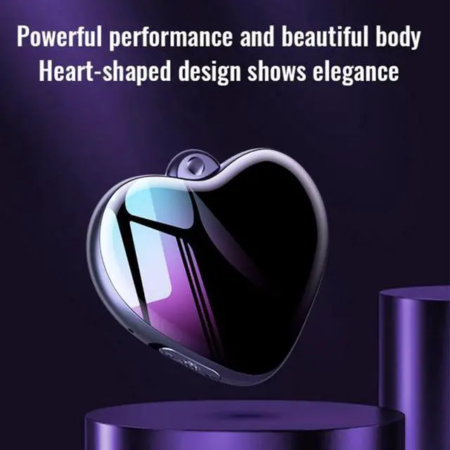 Alt view image 2 of 5 - Heart Pendant Digital Voice Recorder, Mini Noise Reduction Voice Activative Recorder with Up to 100h Storage Memory, Pocket Portable Recording Devices for Classroom, Conference