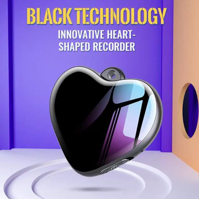 Alt view image 3 of 5 - Heart Pendant Digital Voice Recorder, Mini Noise Reduction Voice Activative Recorder with Up to 100h Storage Memory, Pocket Portable Recording Devices for Classroom, Conference