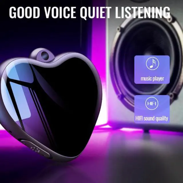Alt view image 4 of 5 - Heart Pendant Digital Voice Recorder, Mini Noise Reduction Voice Activative Recorder with Up to 100h Storage Memory, Pocket Portable Recording Devices for Classroom, Conference