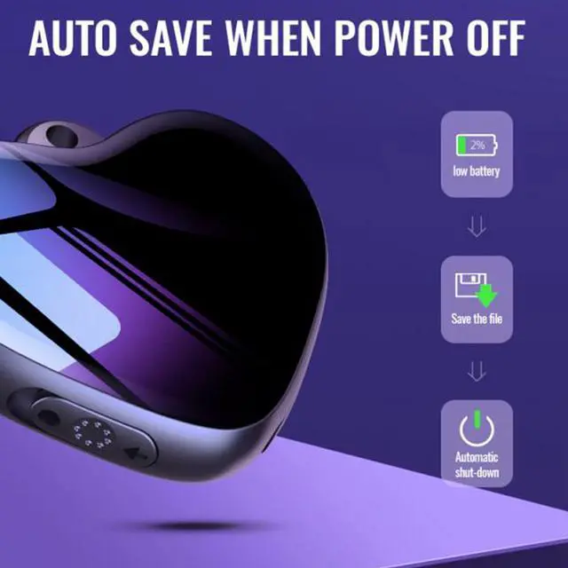 Alt view image 5 of 5 - Heart Pendant Digital Voice Recorder, Mini Noise Reduction Voice Activative Recorder with Up to 100h Storage Memory, Pocket Portable Recording Devices for Classroom, Conference